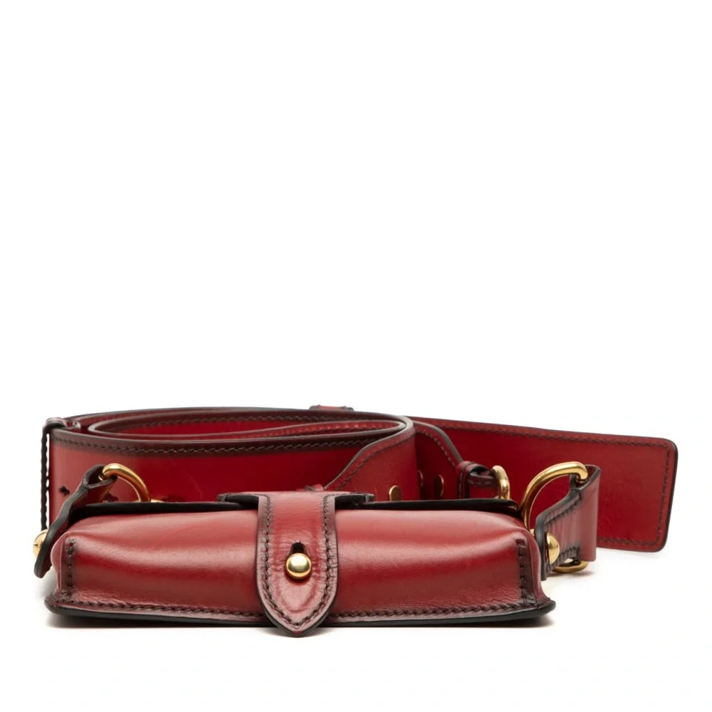 Dior Red Leather Crossbody with Gold Hardware and Embossed Bee
